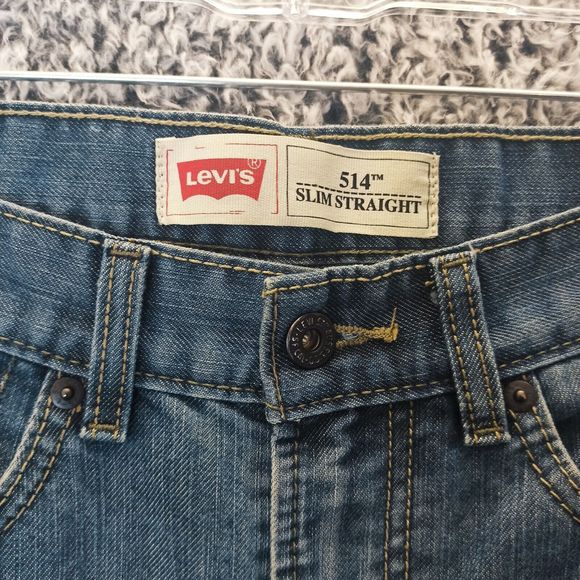 Levi's 514 Jeans Men 18 Regular W29X L29 Denim Slim Straight Blue Med Wash - Picture 4 of 9